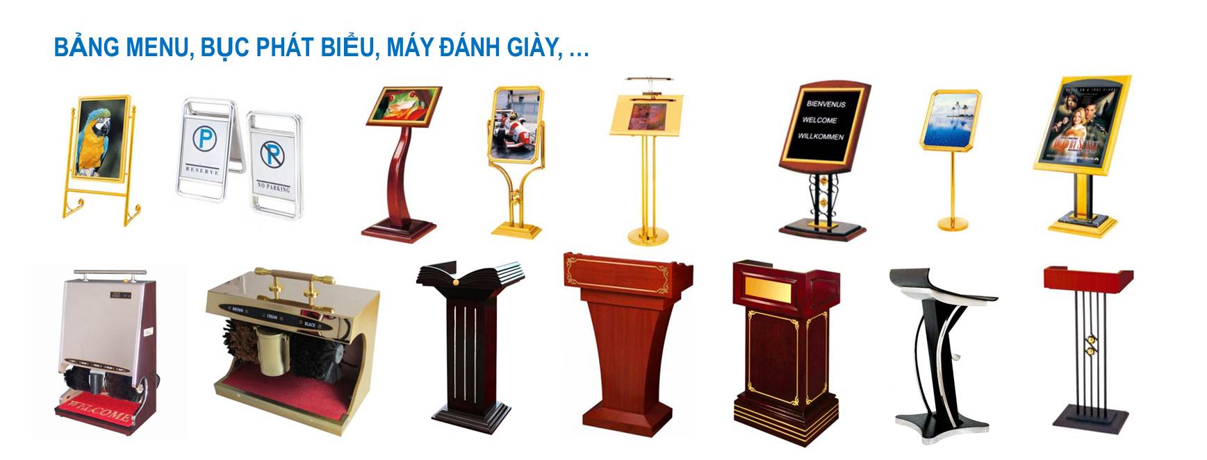 BẢNG MENU BỤC PHÁT BIỂU MÁY ĐÁNH GIÀY …